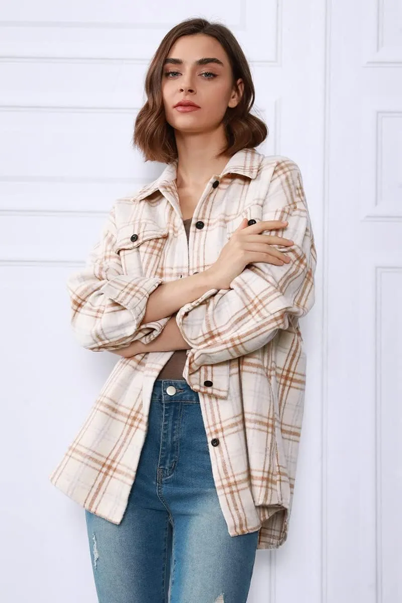 AUTOMET Womens Fall Outfits Fashion Clothes Shackets Flannel Plaid Button Down Long Sleeve Shirts Jackets