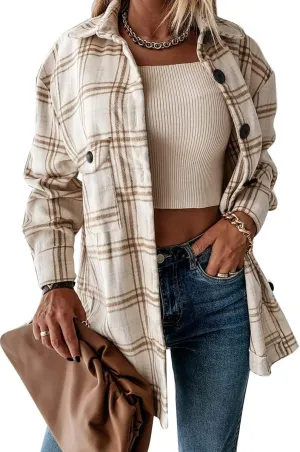 AUTOMET Womens Fall Outfits Fashion Clothes Shackets Flannel Plaid Button Down Long Sleeve Shirts Jackets