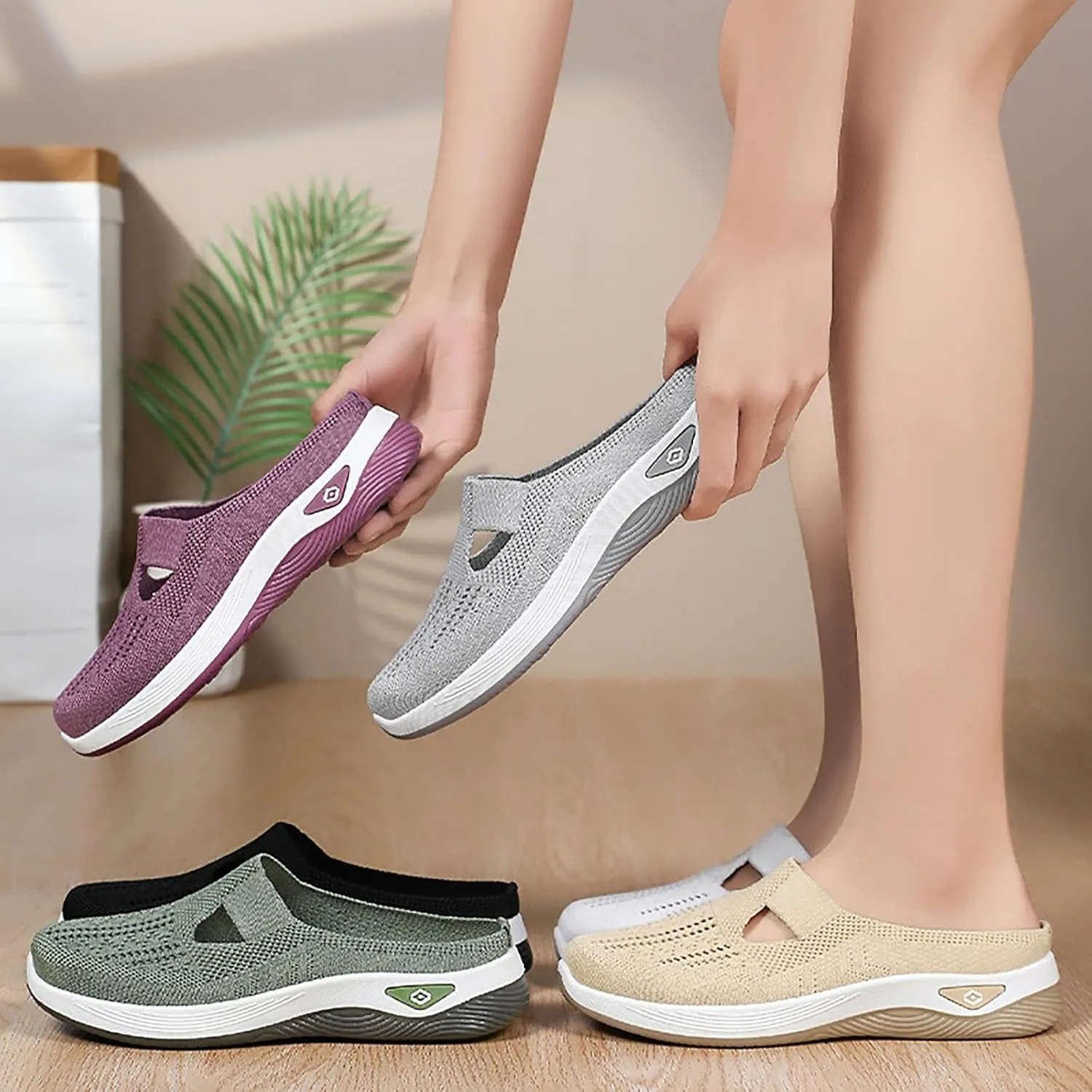 Backless Sneakers for Women Comfort Orthopedic Arch Support Comfortable Casual Shoes Breathable Mesh Slip On Slippers