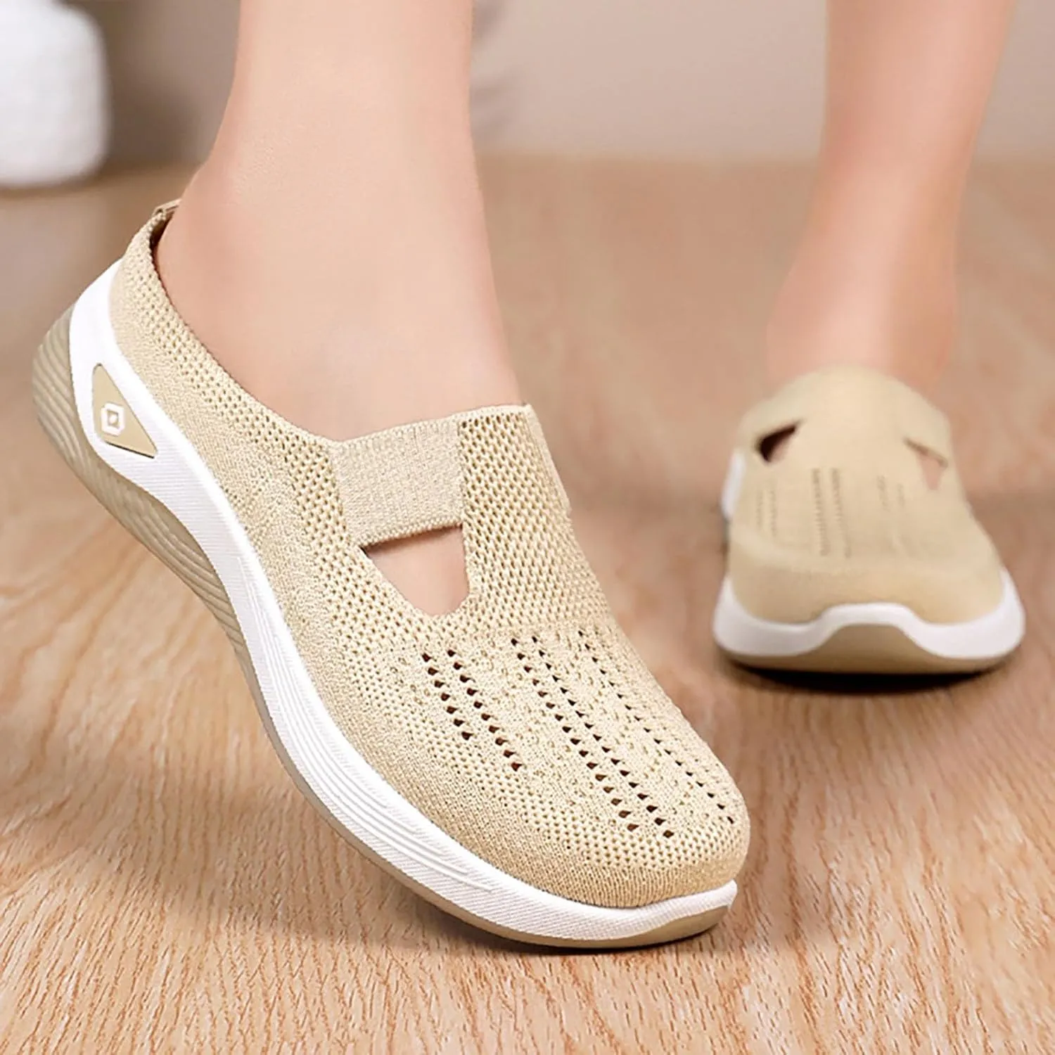 Backless Sneakers for Women Comfort Orthopedic Arch Support Comfortable Casual Shoes Breathable Mesh Slip On Slippers