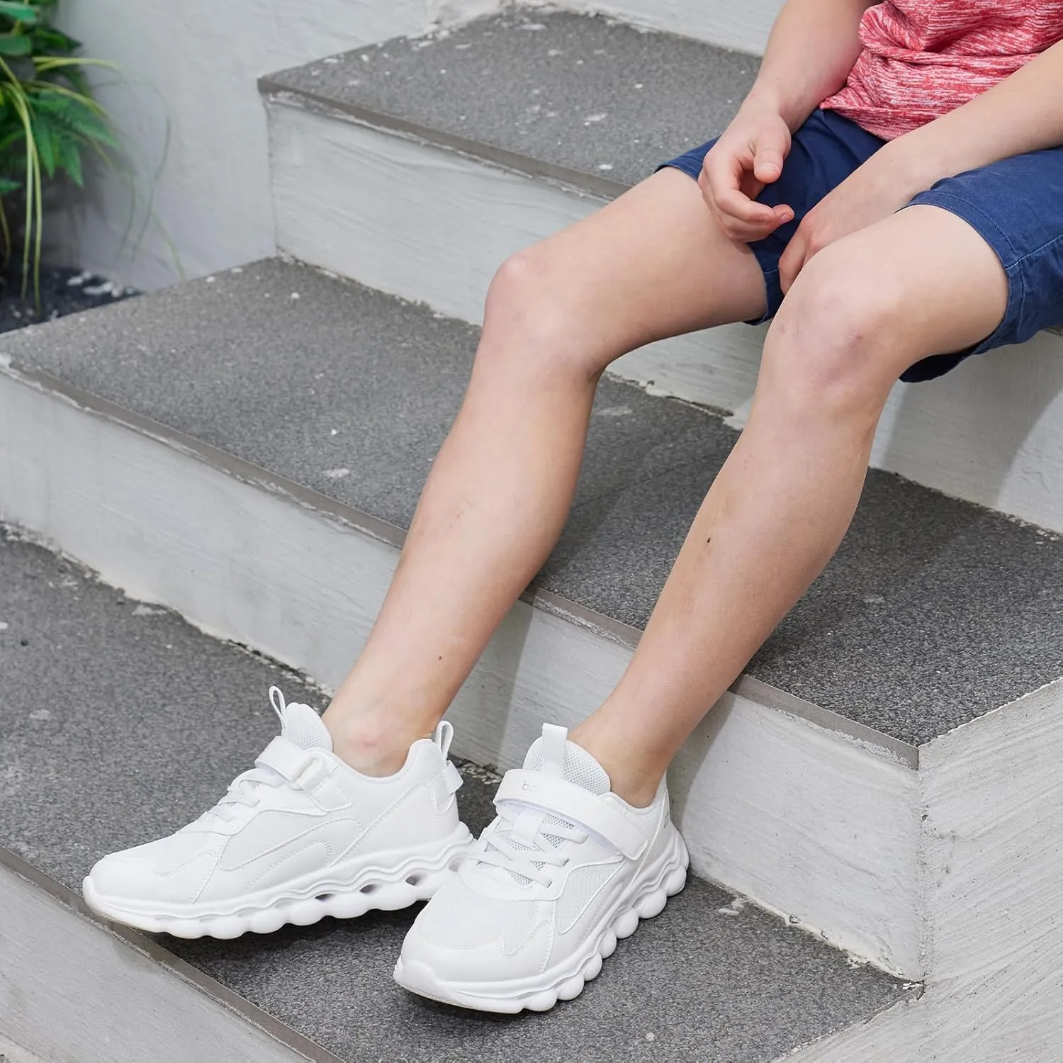 Balabala Unisex Kids Sneakers Boys Girls Running Tennis Shoes White Lightweight Breathable Athletic Sports