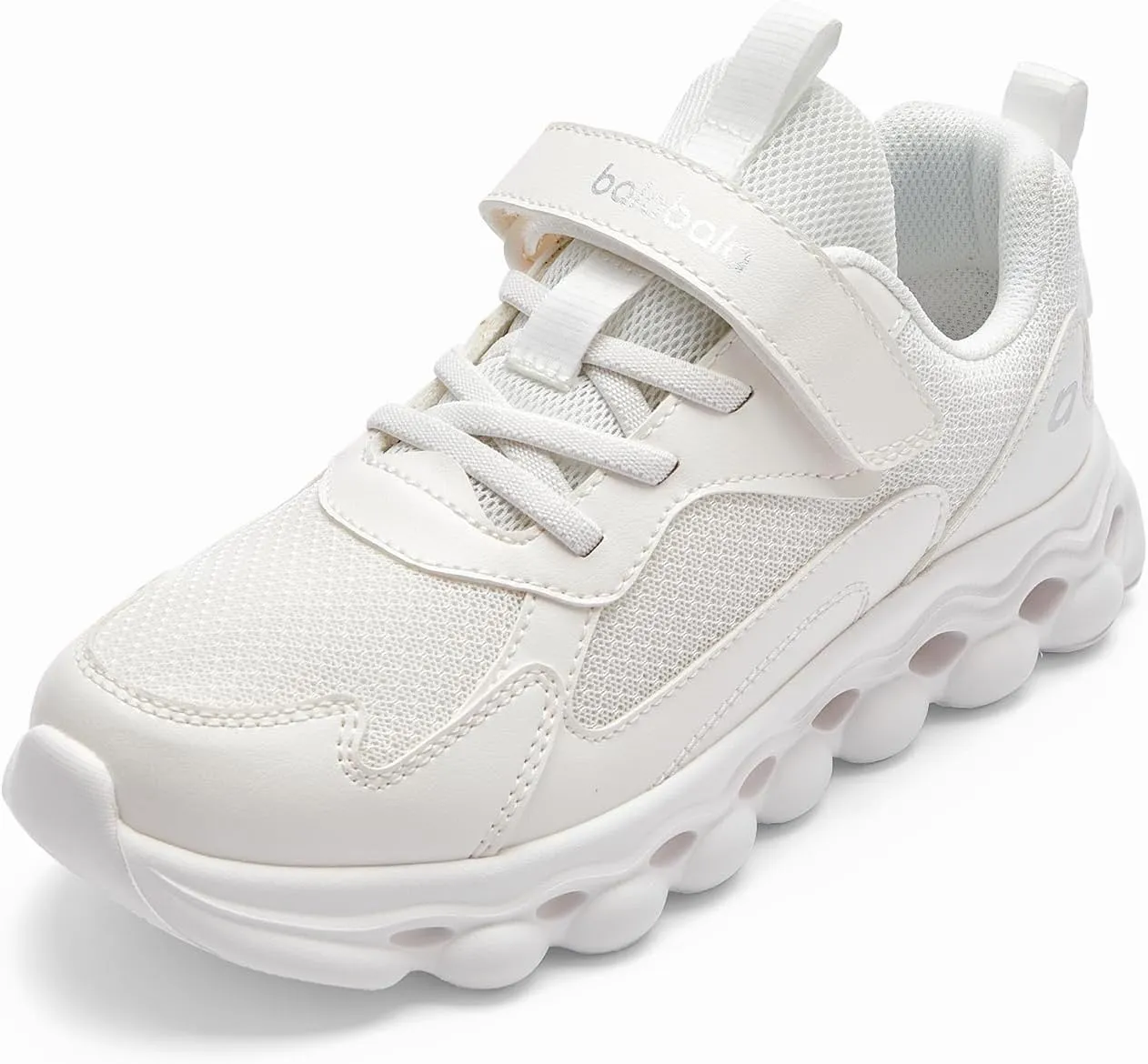 Balabala Unisex Kids Sneakers Boys Girls Running Tennis Shoes White Lightweight Breathable Athletic Sports