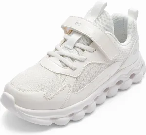 Balabala Unisex Kids Sneakers Boys Girls Running Tennis Shoes White Lightweight Breathable Athletic Sports