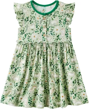 Bamboo Viscose Toddler Girl Dresses Ruffle Short Sleeve Girls Summer Dress