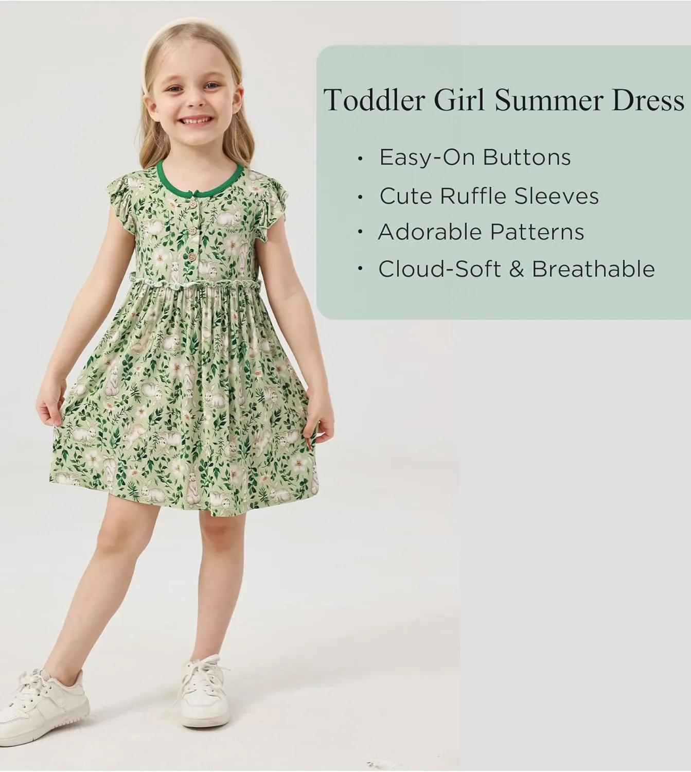 Bamboo Viscose Toddler Girl Dresses Ruffle Short Sleeve Girls Summer Dress