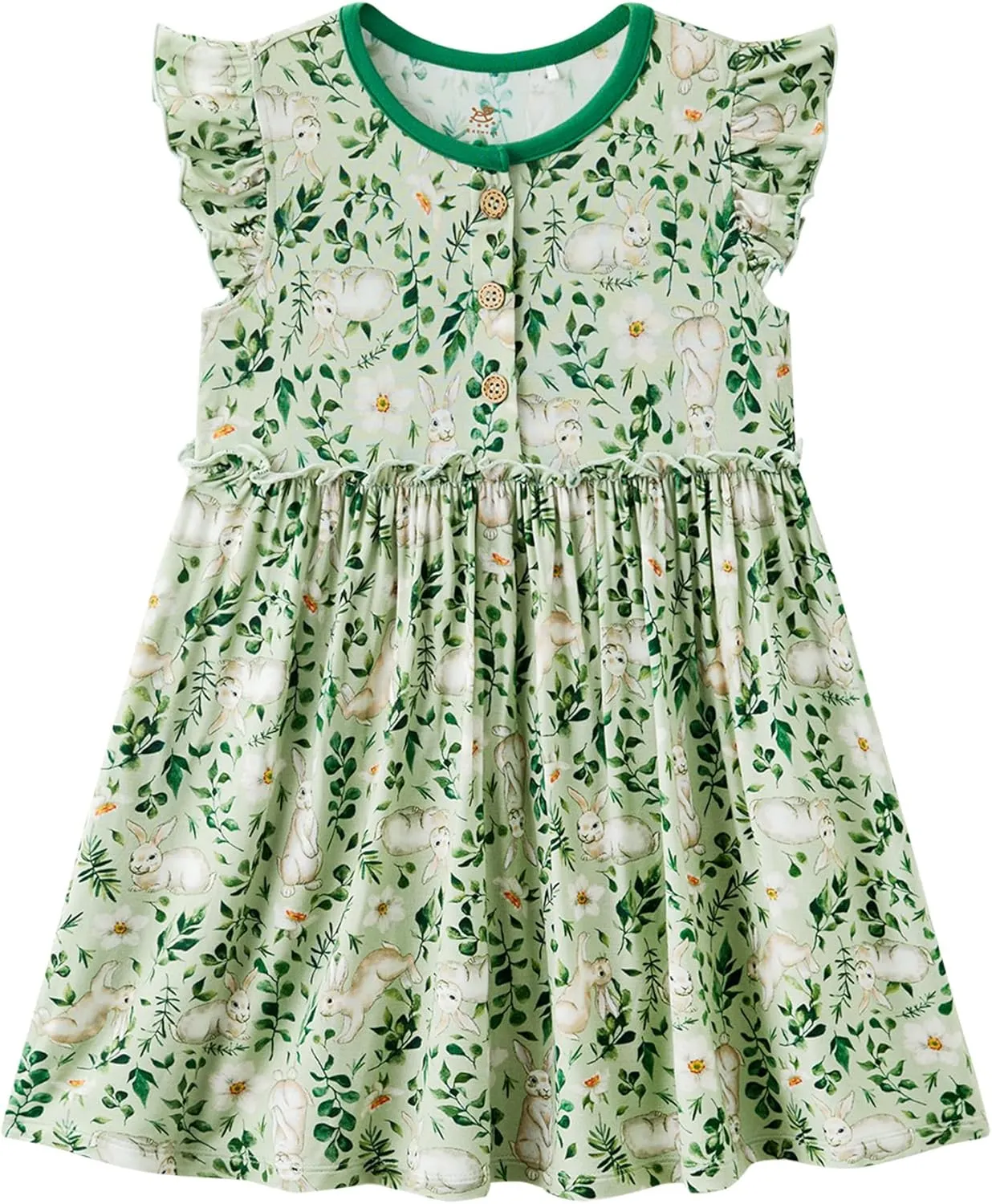 Bamboo Viscose Toddler Girl Dresses Ruffle Short Sleeve Girls Summer Dress