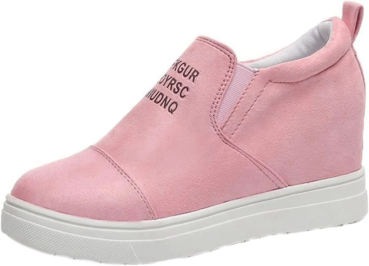 Bcshiye Women's Wedge Sneakers Slip On Flats Platform Ankle Sneakers Casual Walking Canvas Loafers for Women