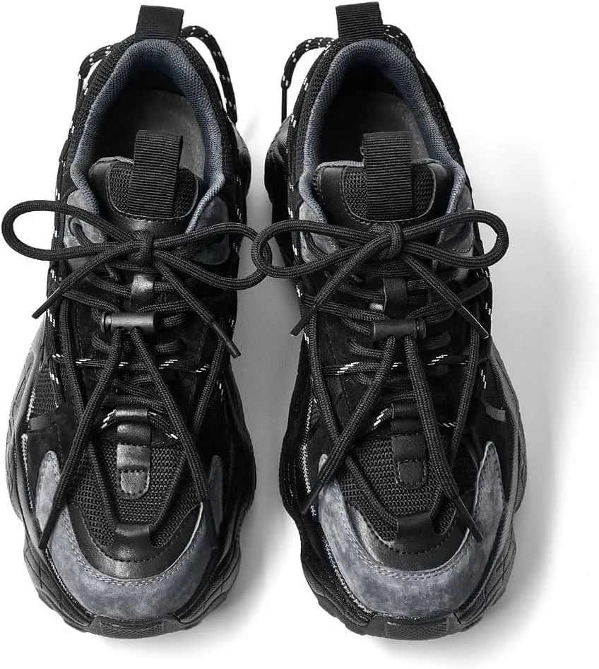BEAU TODAY Womens Chunky Sneakers,Womens Fashion Sneakers,90s Comfortable Running Dad Shoes,Platform Casual Lace up Non Slip Rave Tennis Walking Shoes