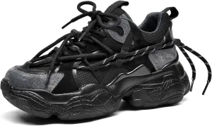 BEAU TODAY Womens Chunky Sneakers,Womens Fashion Sneakers,90s Comfortable Running Dad Shoes,Platform Casual Lace up Non Slip Rave Tennis Walking Shoes