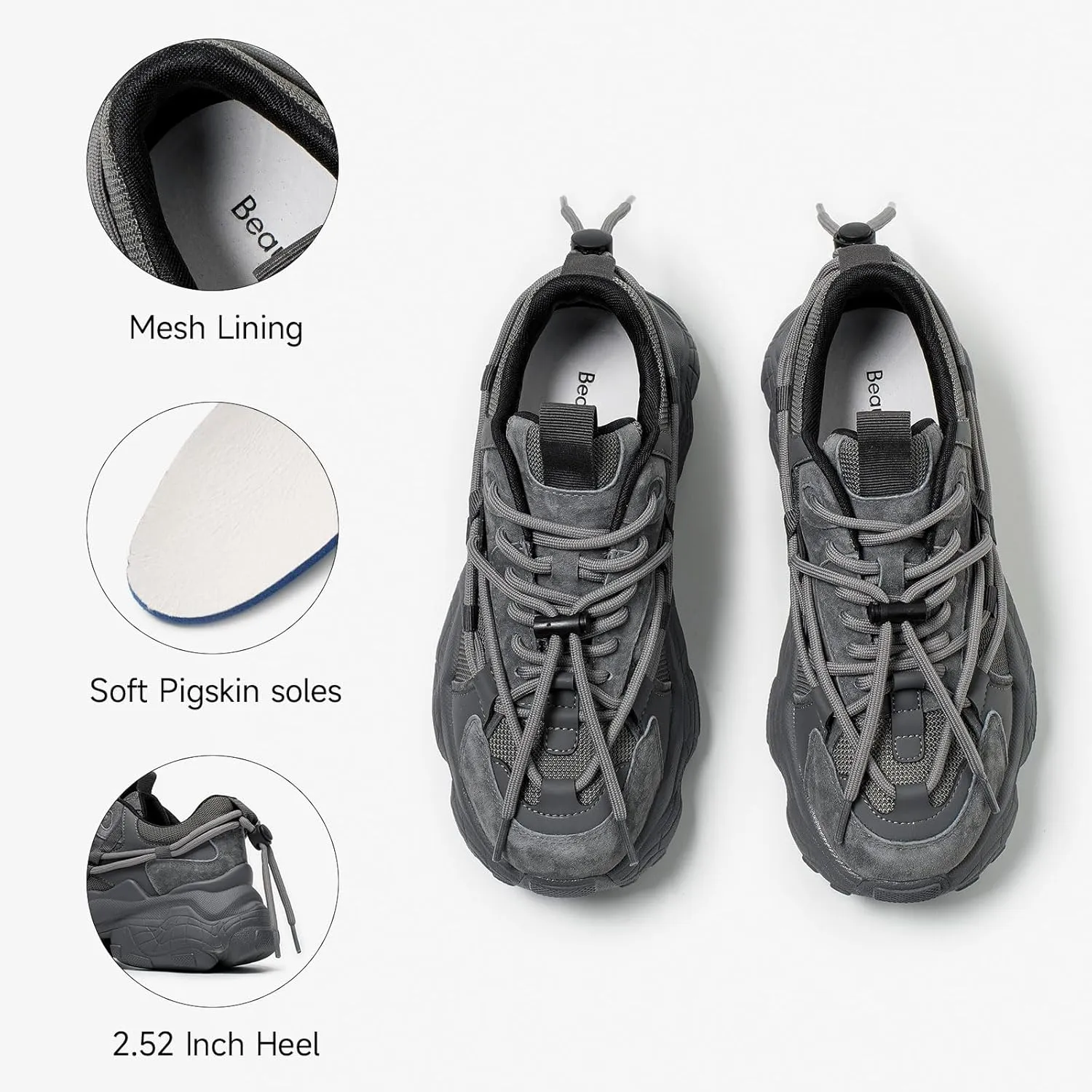 BEAU TODAY Womens Chunky Sneakers,Womens Fashion Sneakers,90s Comfortable Running Dad Shoes,Platform Casual Lace up Non Slip Rave Tennis Walking Shoes