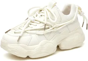 BEAU TODAY Womens Chunky Sneakers,Womens Fashion Sneakers,90s Comfortable Running Dad Shoes,Platform Casual Lace up Non Slip Rave Tennis Walking Shoes