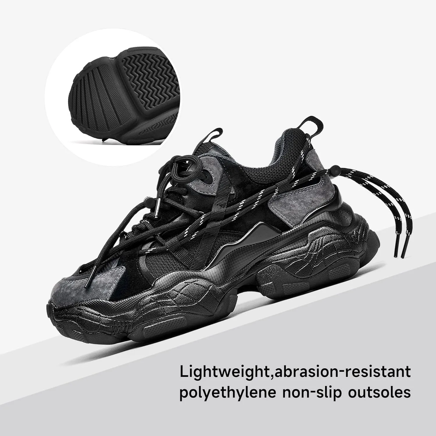 BEAU TODAY Womens Chunky Sneakers,Womens Fashion Sneakers,90s Comfortable Running Dad Shoes,Platform Casual Lace up Non Slip Rave Tennis Walking Shoes