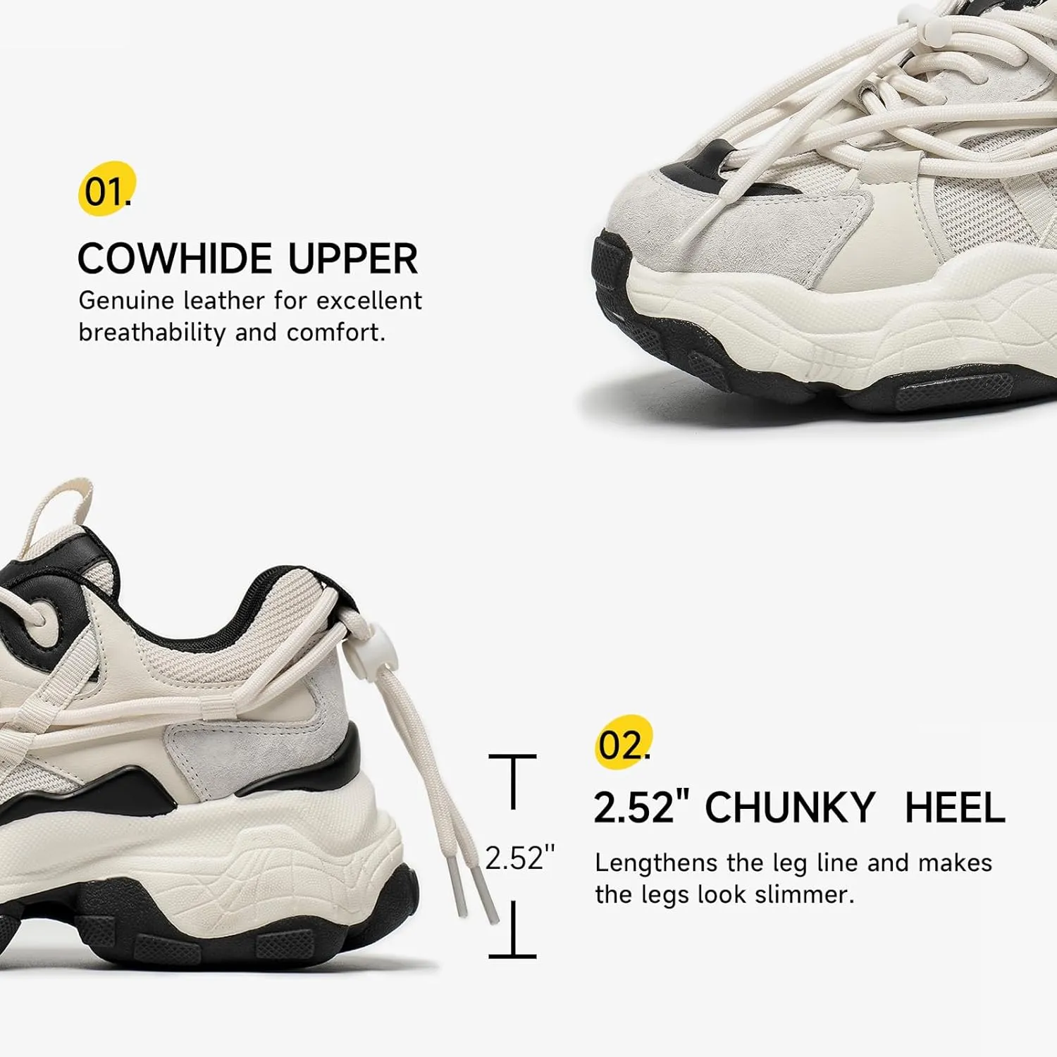 BEAU TODAY Womens Chunky Sneakers,Womens Fashion Sneakers,90s Comfortable Running Dad Shoes,Platform Casual Lace up Non Slip Rave Tennis Walking Shoes
