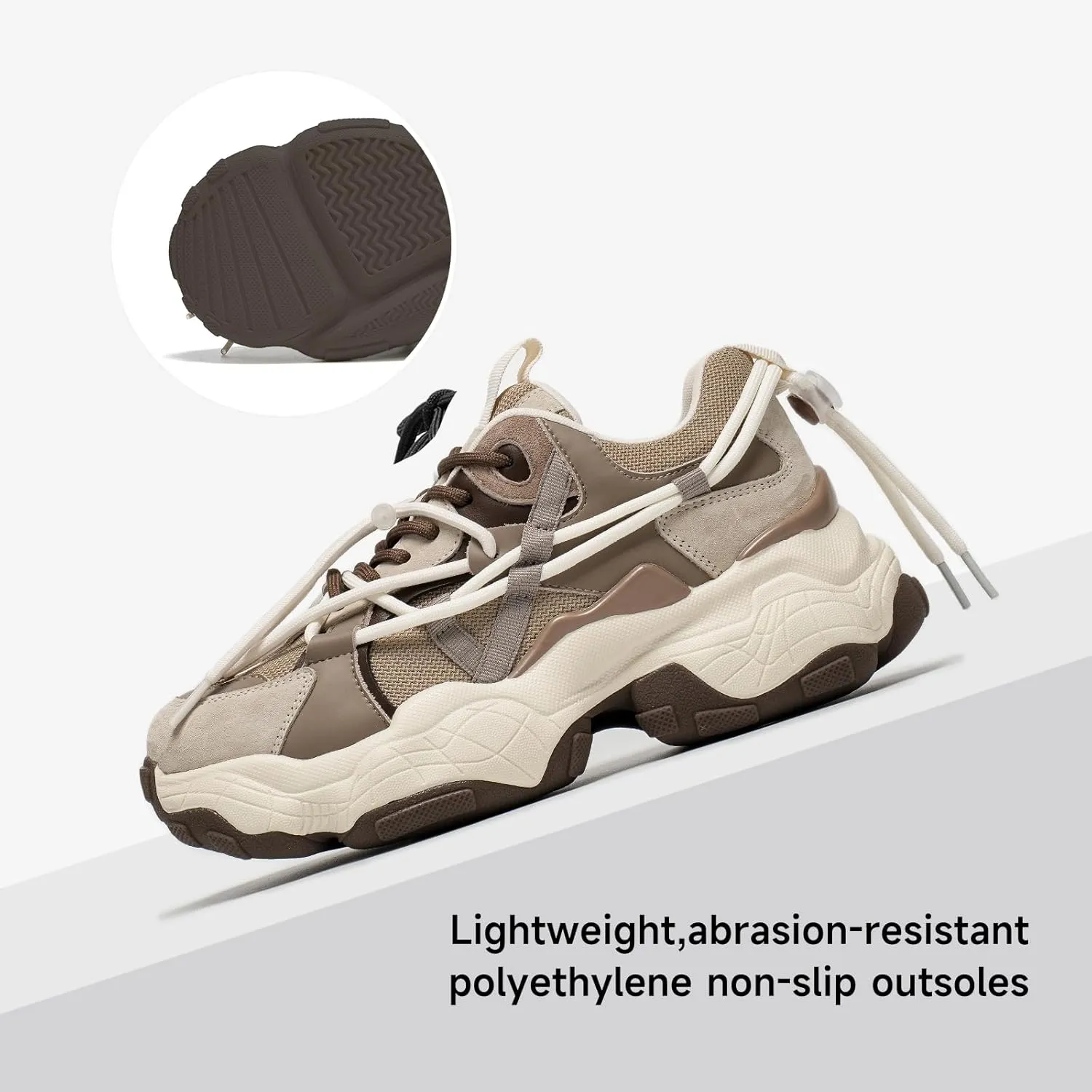 BEAU TODAY Womens Chunky Sneakers,Womens Fashion Sneakers,90s Comfortable Running Dad Shoes,Platform Casual Lace up Non Slip Rave Tennis Walking Shoes