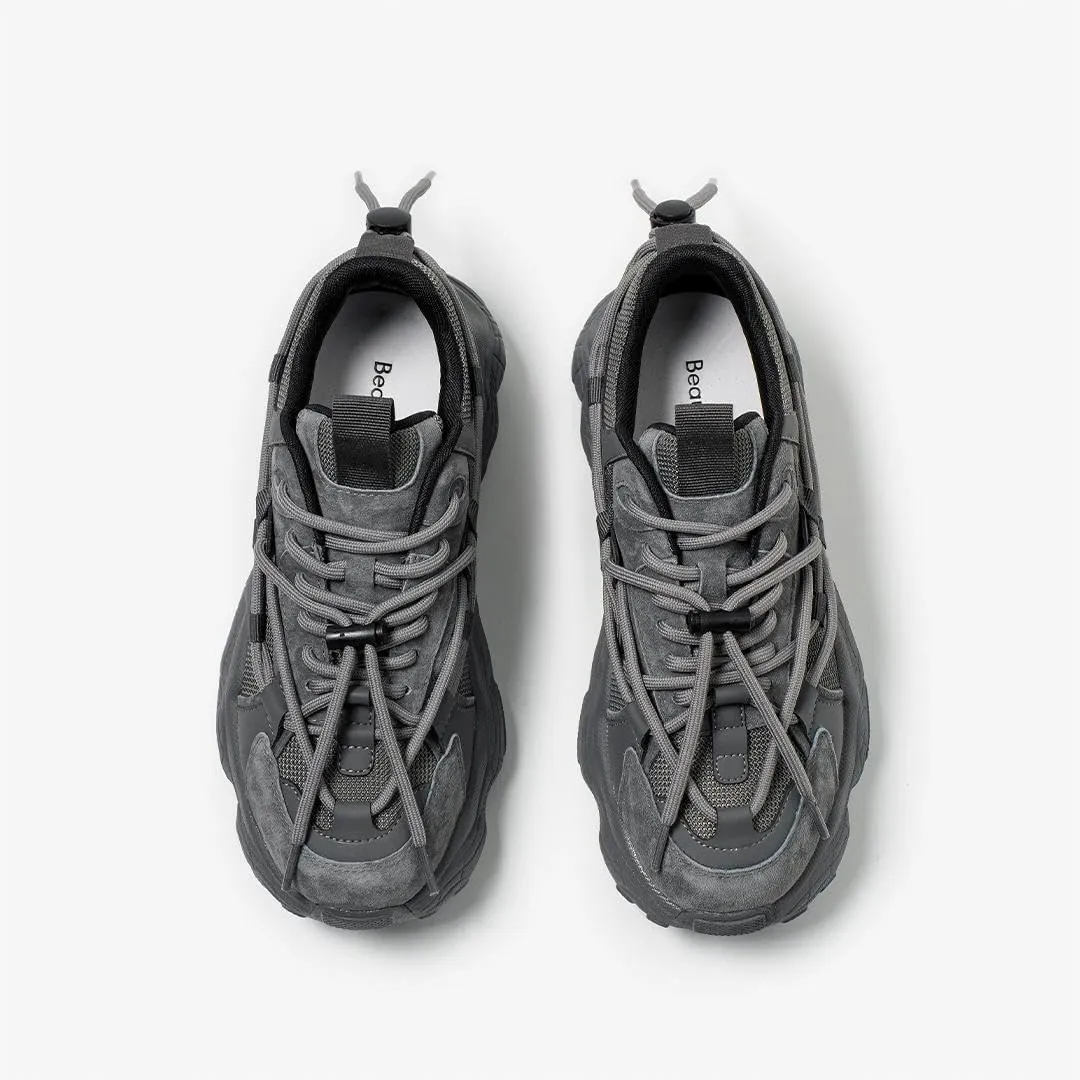 BEAU TODAY Womens Chunky Sneakers,Womens Fashion Sneakers,90s Comfortable Running Dad Shoes,Platform Casual Lace up Non Slip Rave Tennis Walking Shoes