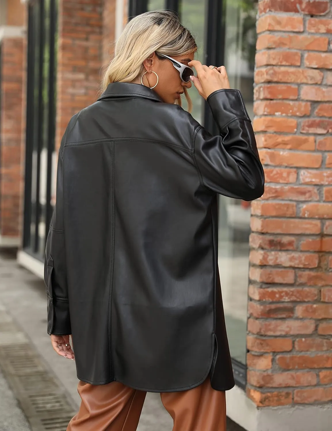 Bellivera Women's Faux Leather Casual Jacket 2025 Spring Trendy Motorcycle Outfits Lightweight Classic Coat