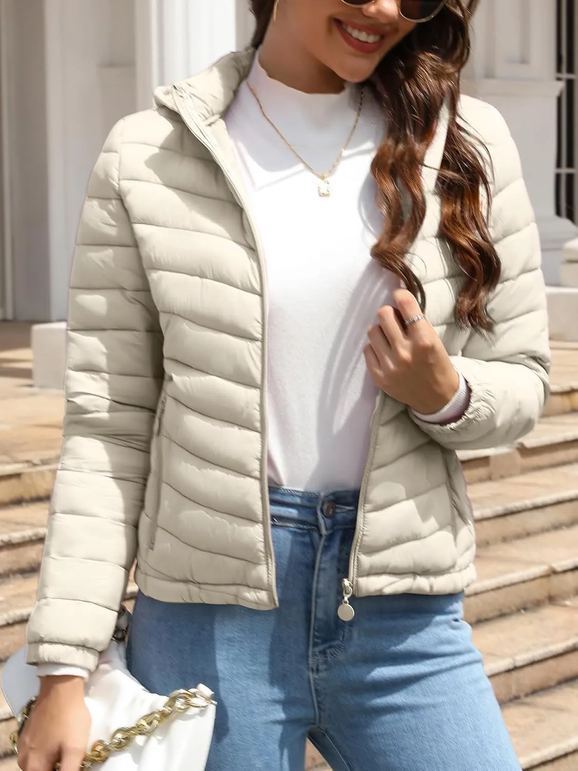 Bellivera Women's Quilted Lightweight Jacket Puffer Coat Women Bubble for Spring and Winter