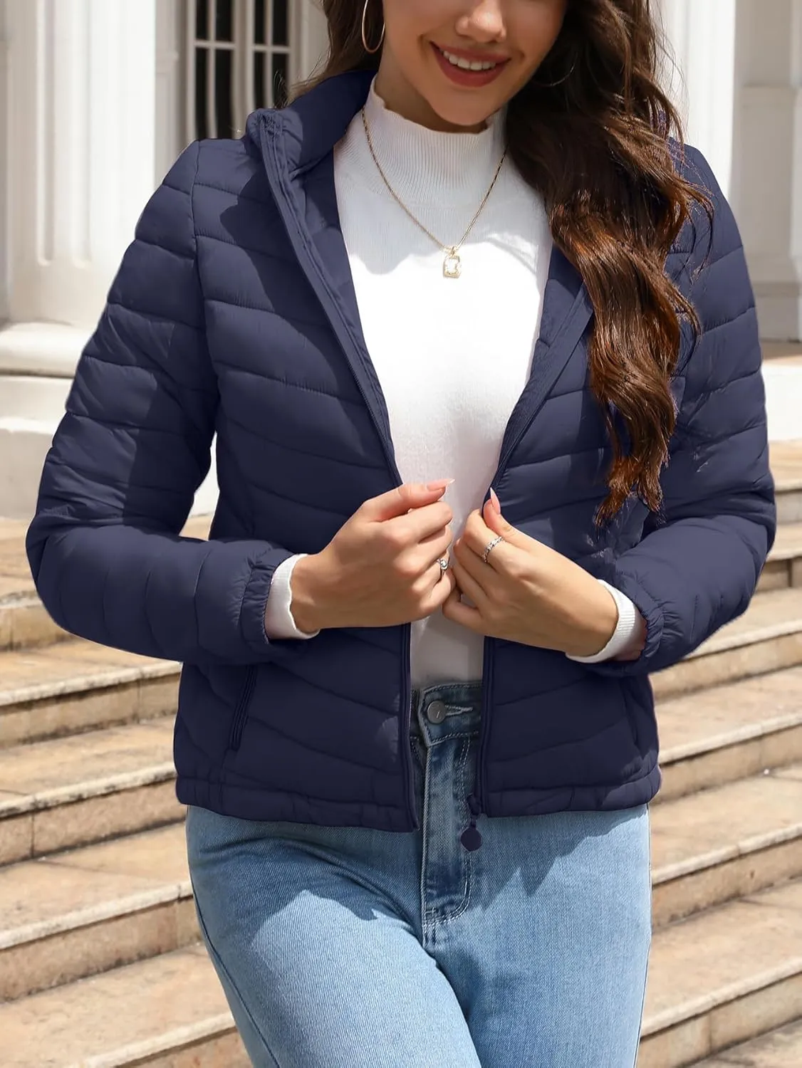 Bellivera Women's Quilted Lightweight Jacket Puffer Coat Women Bubble for Spring and Winter