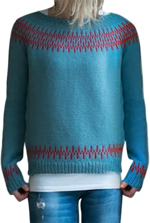 Bengbobar Fair Isle Sweater Womens Pullover Argyle Vintage Winter Fall Casual Boho Knit Tops Crewneck Long Sleeve Blouse