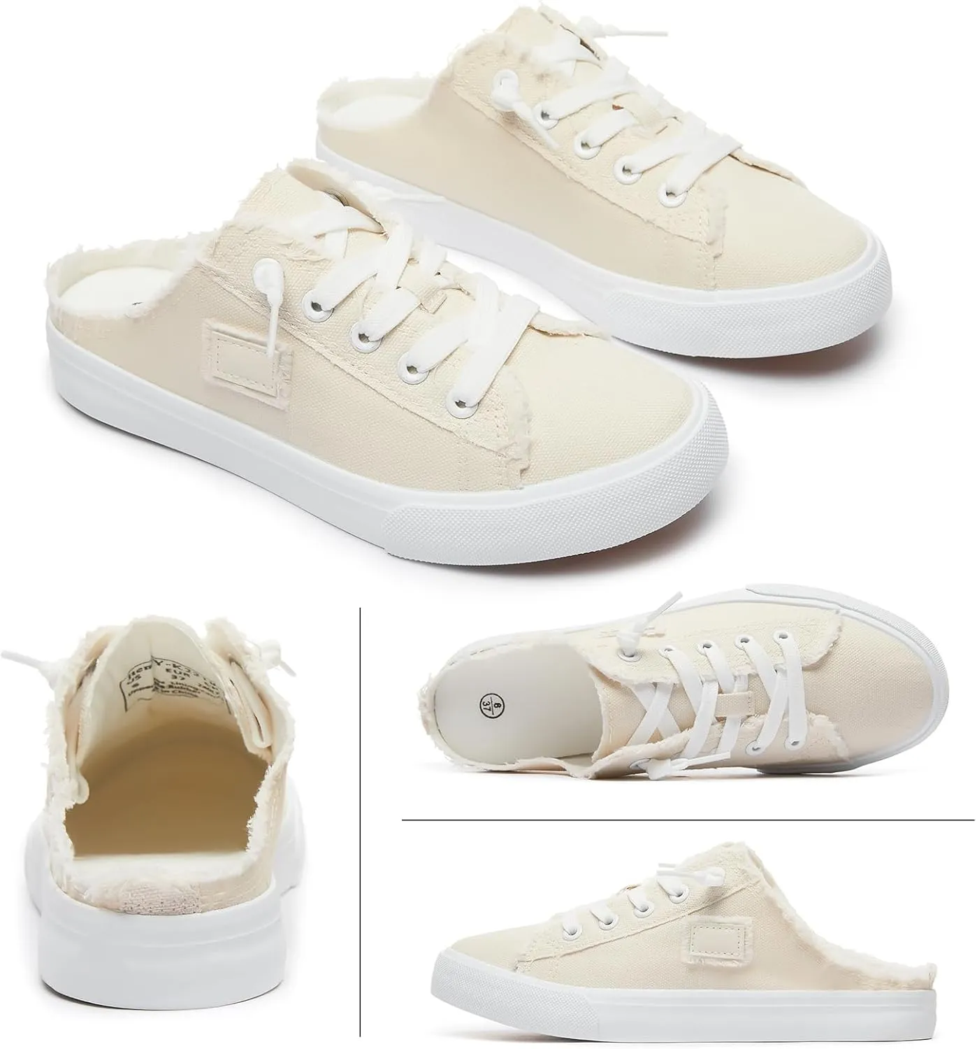BENPAO Women's Slip on Sneakers Canvas Slip ons Shoes Fashion Comfortable Mules Womens Non Slip Loafers Casual Backless Shoes