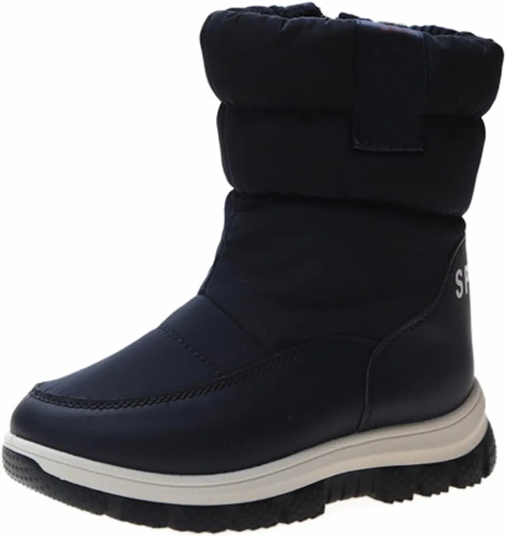 Big Kids Thick Snow Boots Boys Girls Kids Childrens Outdoor Ski Fashion Shoes Winter Warm Light Non Slip Flat Booties