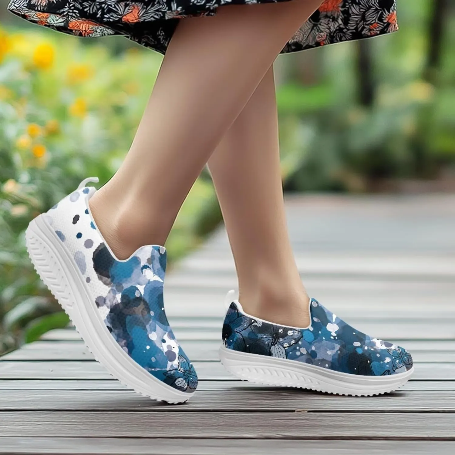 Binienty Women Platform Shoes Non-Slip Jogging Sneakers Retro Walking Hiking Traveling Loafers Outings Footwear