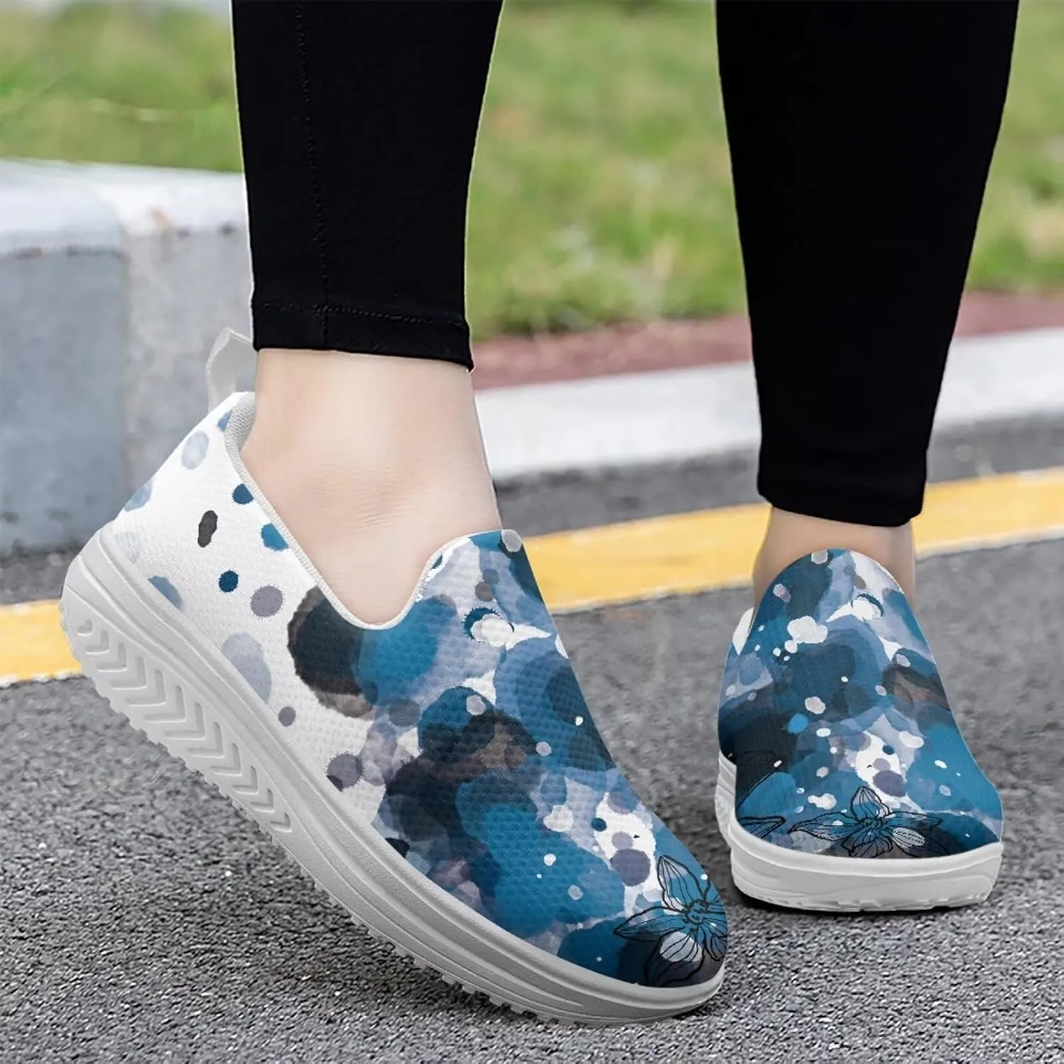 Binienty Women Platform Shoes Non-Slip Jogging Sneakers Retro Walking Hiking Traveling Loafers Outings Footwear