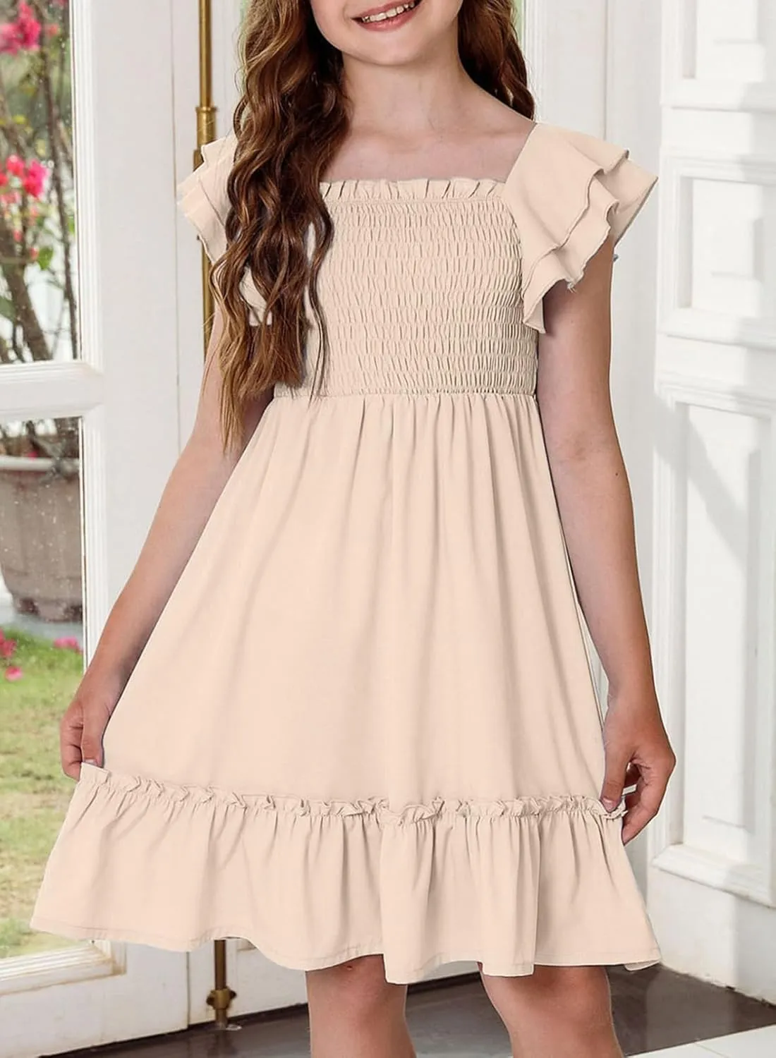 blibean Tween Girls Elegant Ruffle Sleeve Dresses Size 6-15 Years
