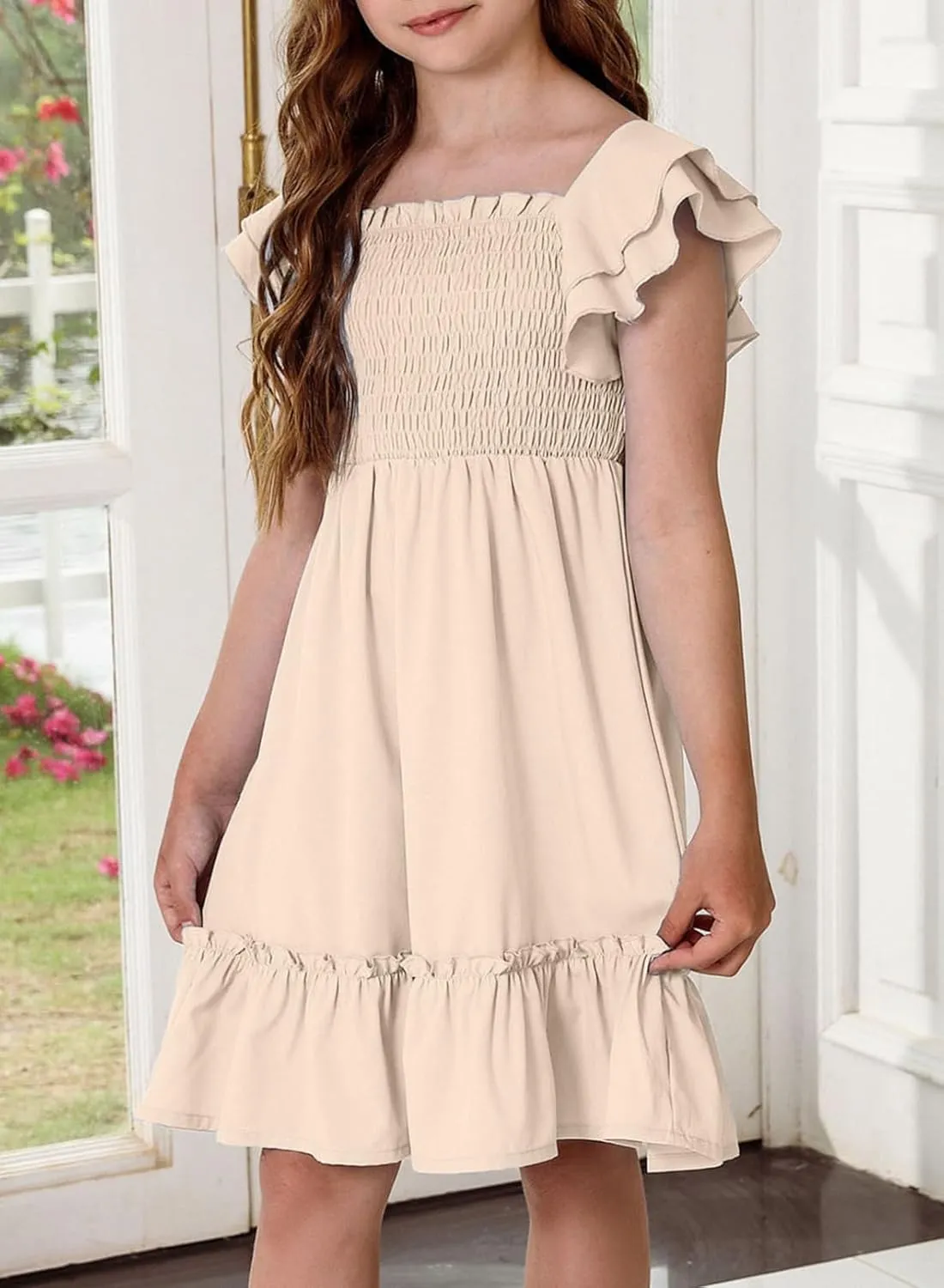 blibean Tween Girls Elegant Ruffle Sleeve Dresses Size 6-15 Years