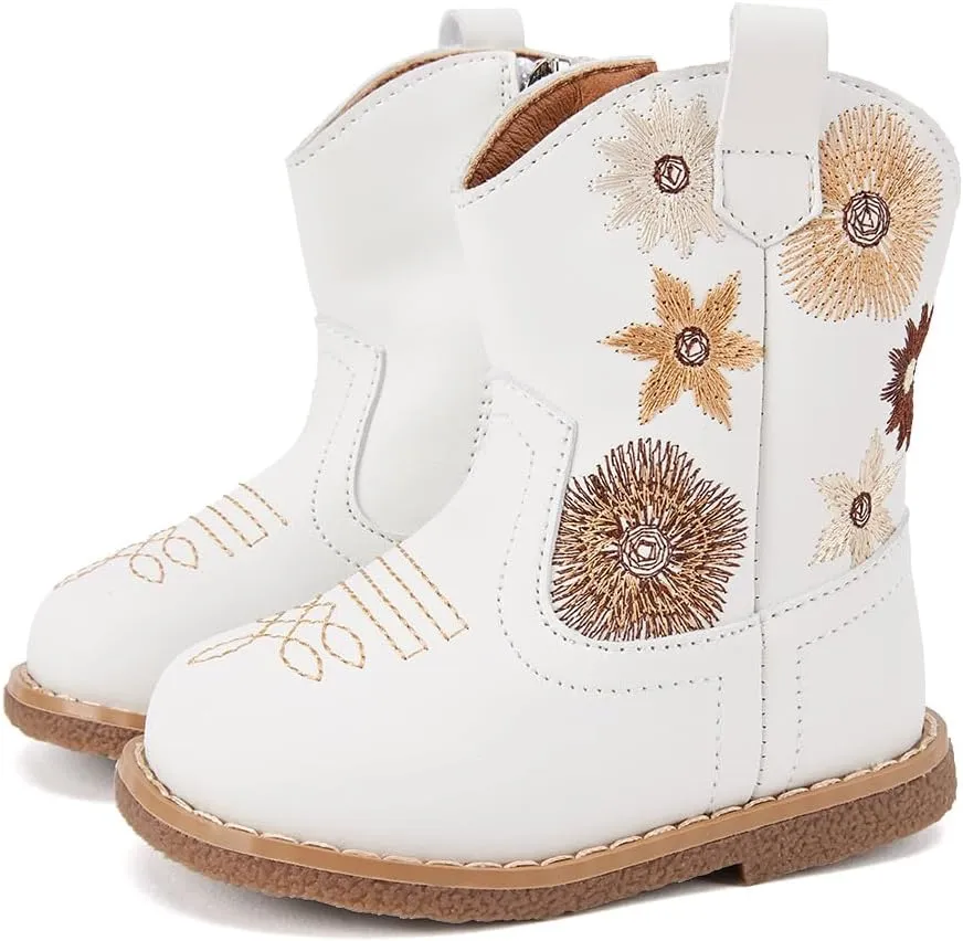BMCiTYBM Baby Cowboy Cowgirl Boots Infant Western Shoes Boys Girls Round Toe Boots All Seasons 6-24 Months
