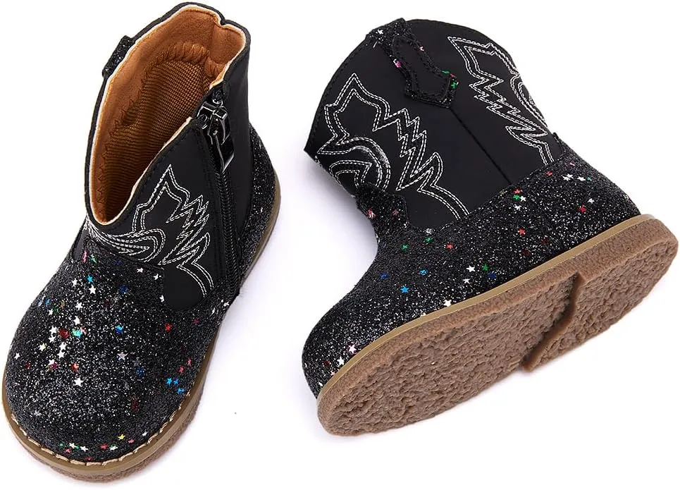 BMCiTYBM Baby Cowboy Cowgirl Boots Infant Western Shoes Boys Girls Round Toe Boots All Seasons 6-24 Months