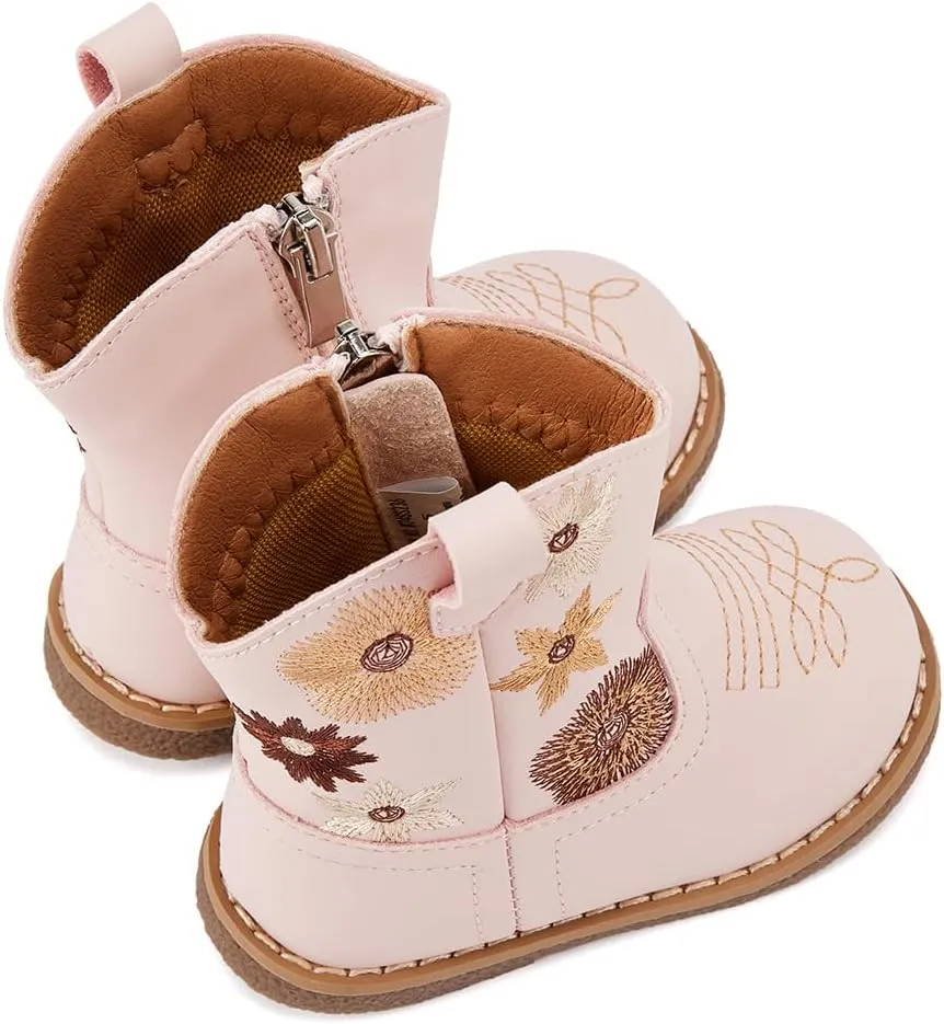 BMCiTYBM Baby Cowboy Cowgirl Boots Infant Western Shoes Boys Girls Round Toe Boots All Seasons 6-24 Months