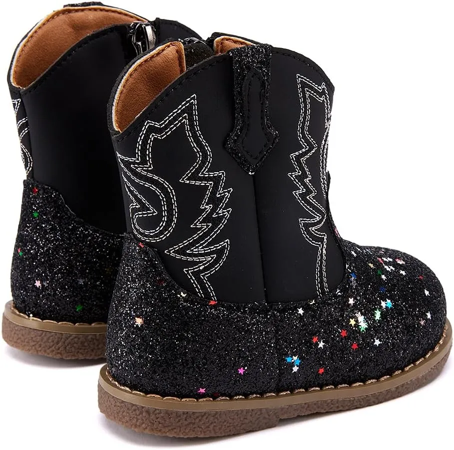 BMCiTYBM Baby Cowboy Cowgirl Boots Infant Western Shoes Boys Girls Round Toe Boots All Seasons 6-24 Months
