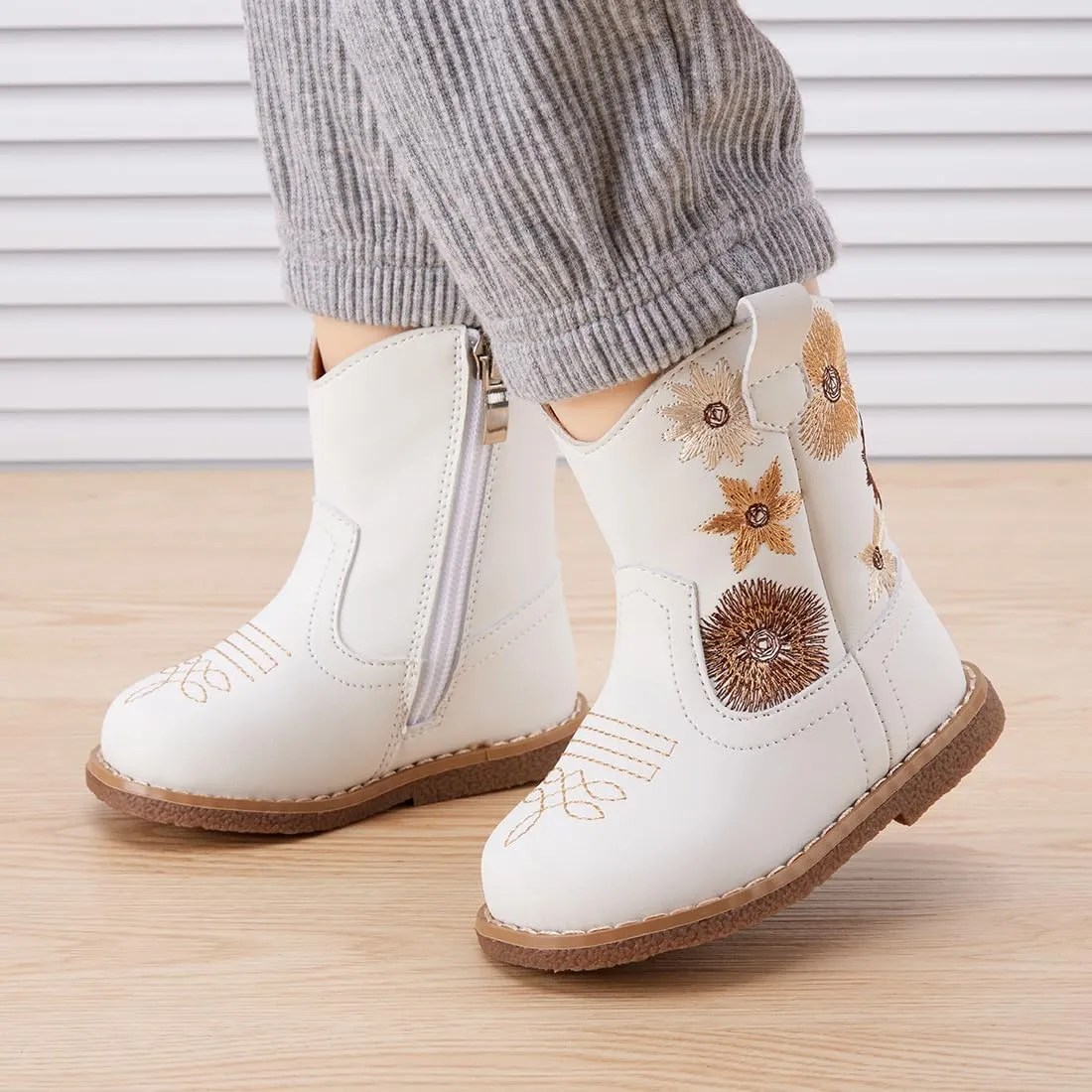 BMCiTYBM Baby Cowboy Cowgirl Boots Infant Western Shoes Boys Girls Round Toe Boots All Seasons 6-24 Months