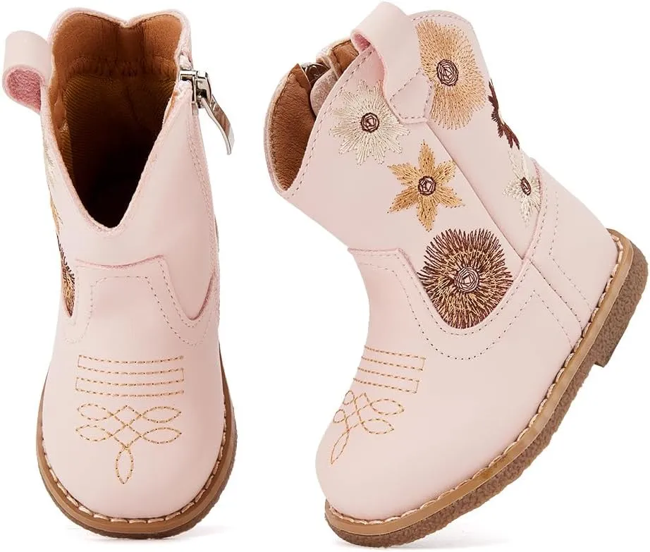 BMCiTYBM Baby Cowboy Cowgirl Boots Infant Western Shoes Boys Girls Round Toe Boots All Seasons 6-24 Months
