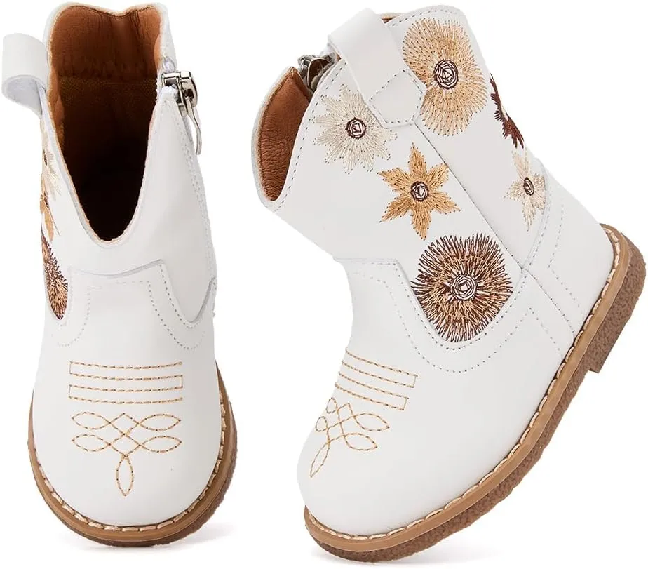 BMCiTYBM Baby Cowboy Cowgirl Boots Infant Western Shoes Boys Girls Round Toe Boots All Seasons 6-24 Months