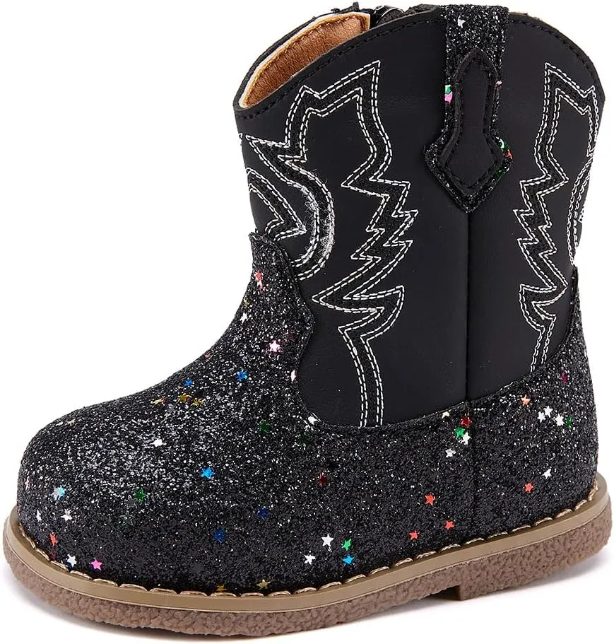 BMCiTYBM Baby Cowboy Cowgirl Boots Infant Western Shoes Boys Girls Round Toe Boots All Seasons 6-24 Months