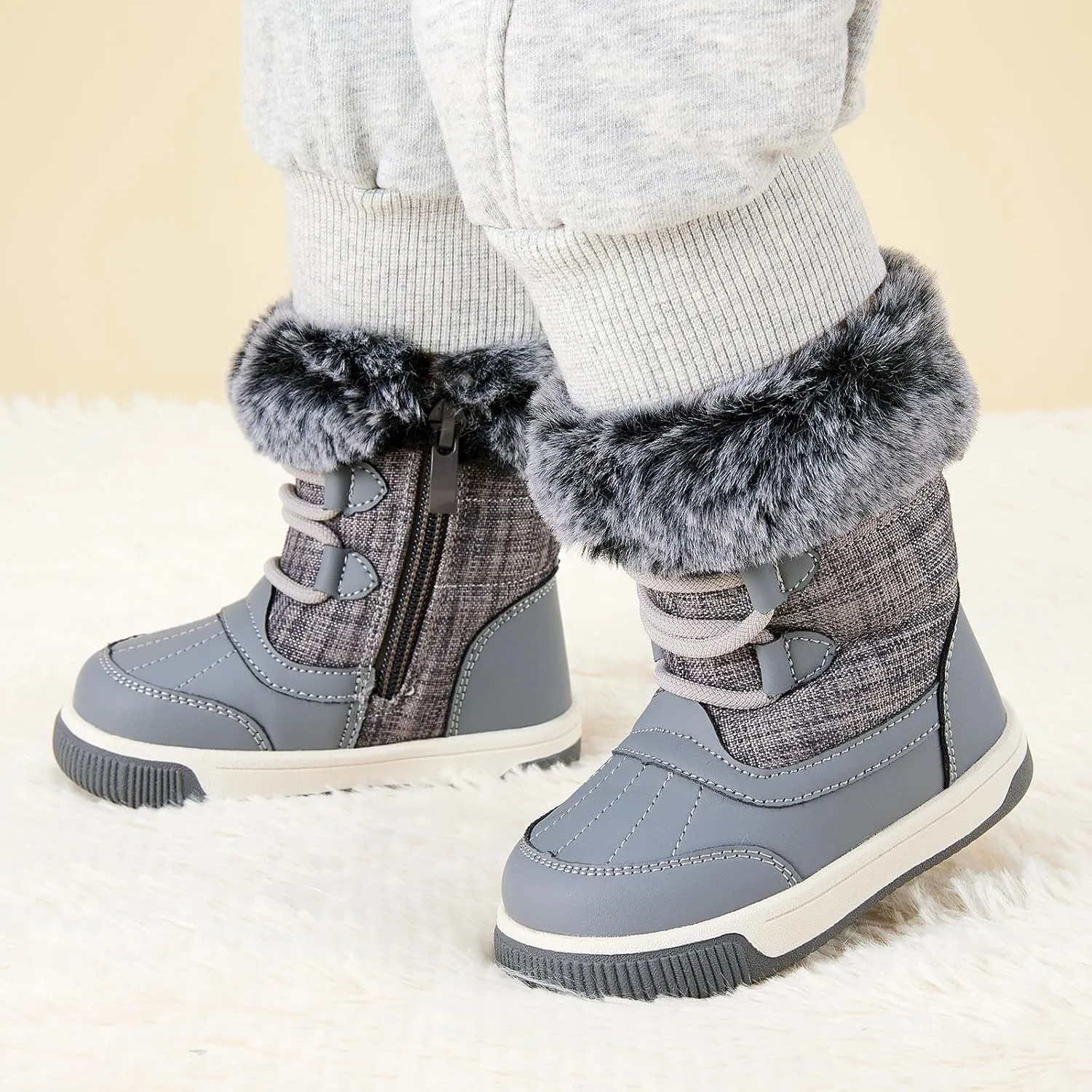 BMCiTYBM Toddler Boy Girl Snow Boots Waterproof Winter Warm Shoes Baby High Top Nonslip Lightweight Outdoor Sneakers for Cold Weather (Infant/Toddler)