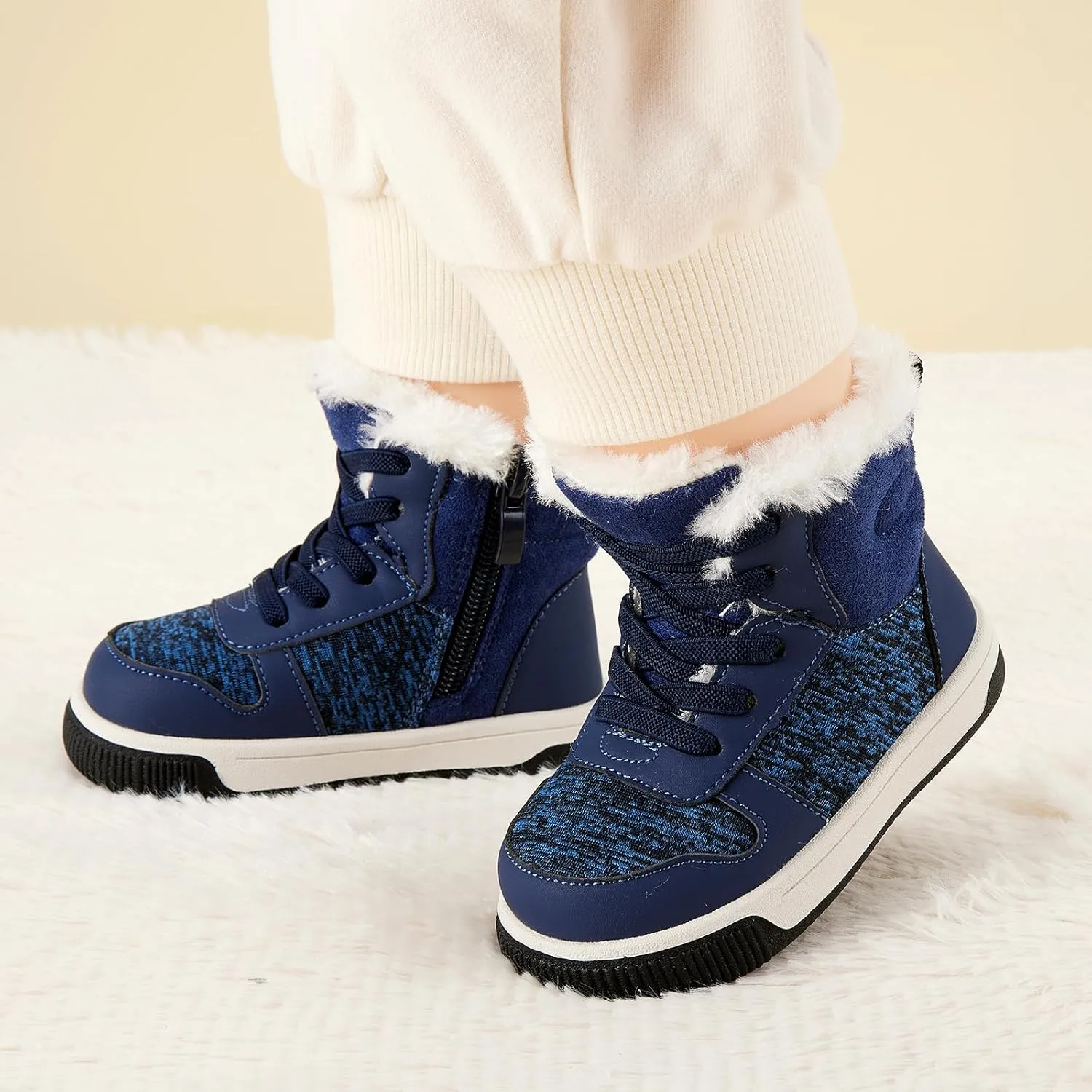 BMCiTYBM Toddler Boy Girl Snow Boots Waterproof Winter Warm Shoes Baby High Top Nonslip Lightweight Outdoor Sneakers for Cold Weather (Infant/Toddler)