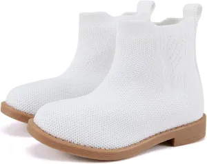 BMCiTYBM Toddler Girls Ankle Boots Low Heel Knitting Sock Short Chelsea Breathable Mesh Slip On Booties Dress Shoes All Season