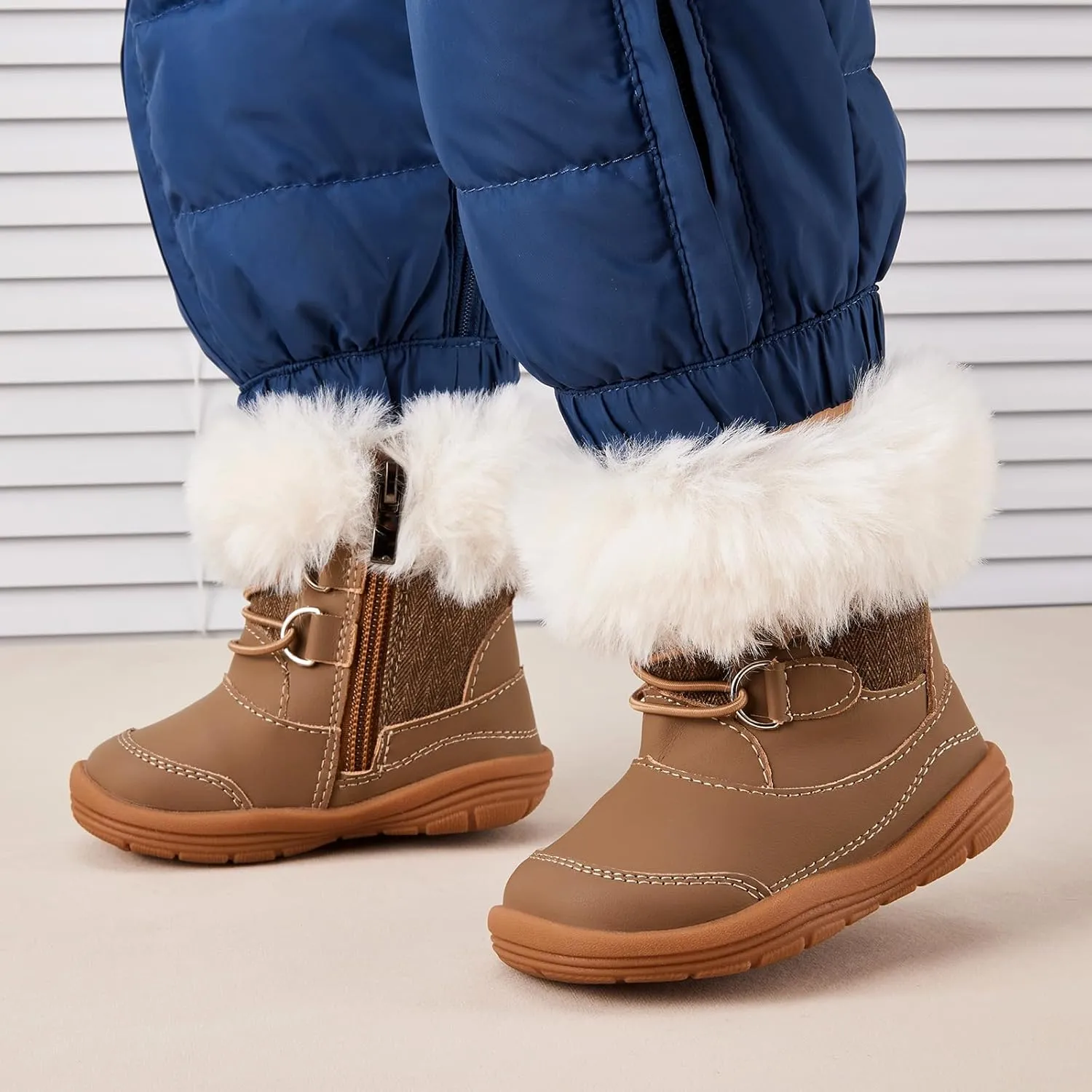 BMCiTYBM Toddler Snow Boots Baby Boys Girls Winter Warm Boots Infant High Top Shoes Faux Fur Bootie for Cold Weather Outdoor