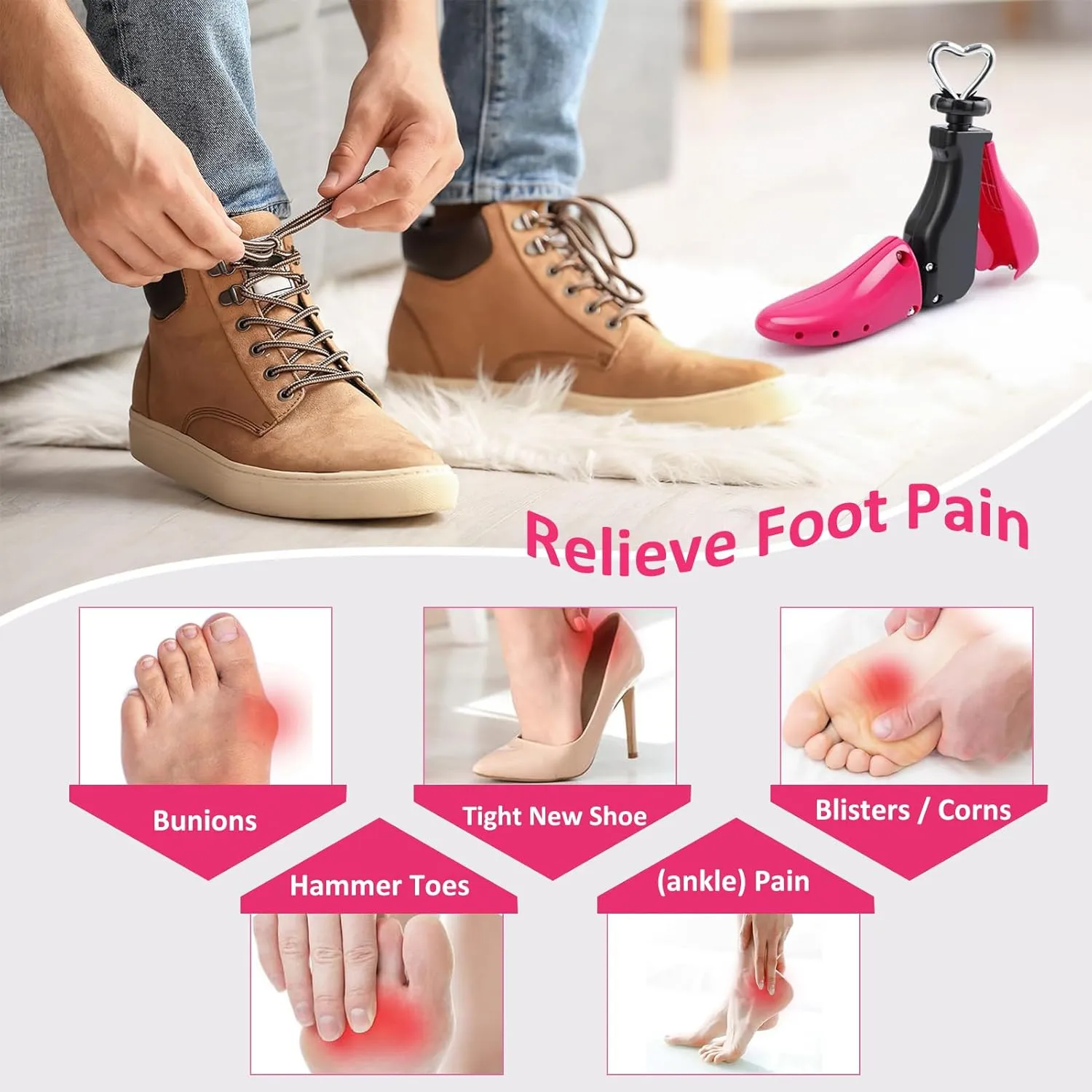 Boot Shoe Stretchers Wide Feet for Men Women, Professional Boot Shoe Stretcher Adjustable Length & Width