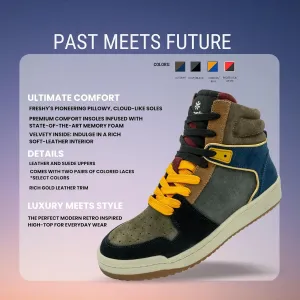 Bounce, High Top Sneakers for Women and Men. Memory Foam Insole, Retro Inspired Basketball Shoes. 80s Fashion Trainers
