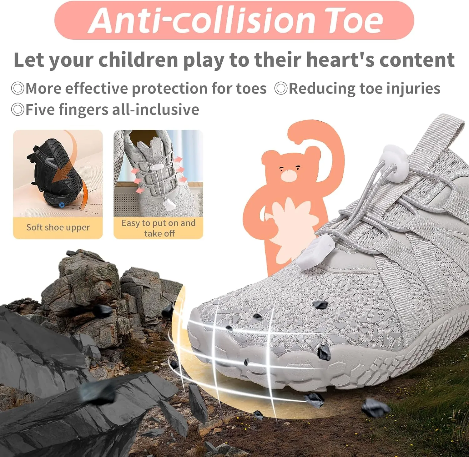 Boys Girls Barefoot Shoes Kids Toddler Wide Toe Box Minimalist Zero Drop Water Shoes Footwear Athletic Sneakers for Wrestling Hiking Camping Skateboard Climbing Running Training Sport Light Breathable