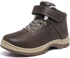 Boys Snow Boots Warm Fur Lined Non Slip Winter Shoes Lightweight Water Resistant Hiking Boot