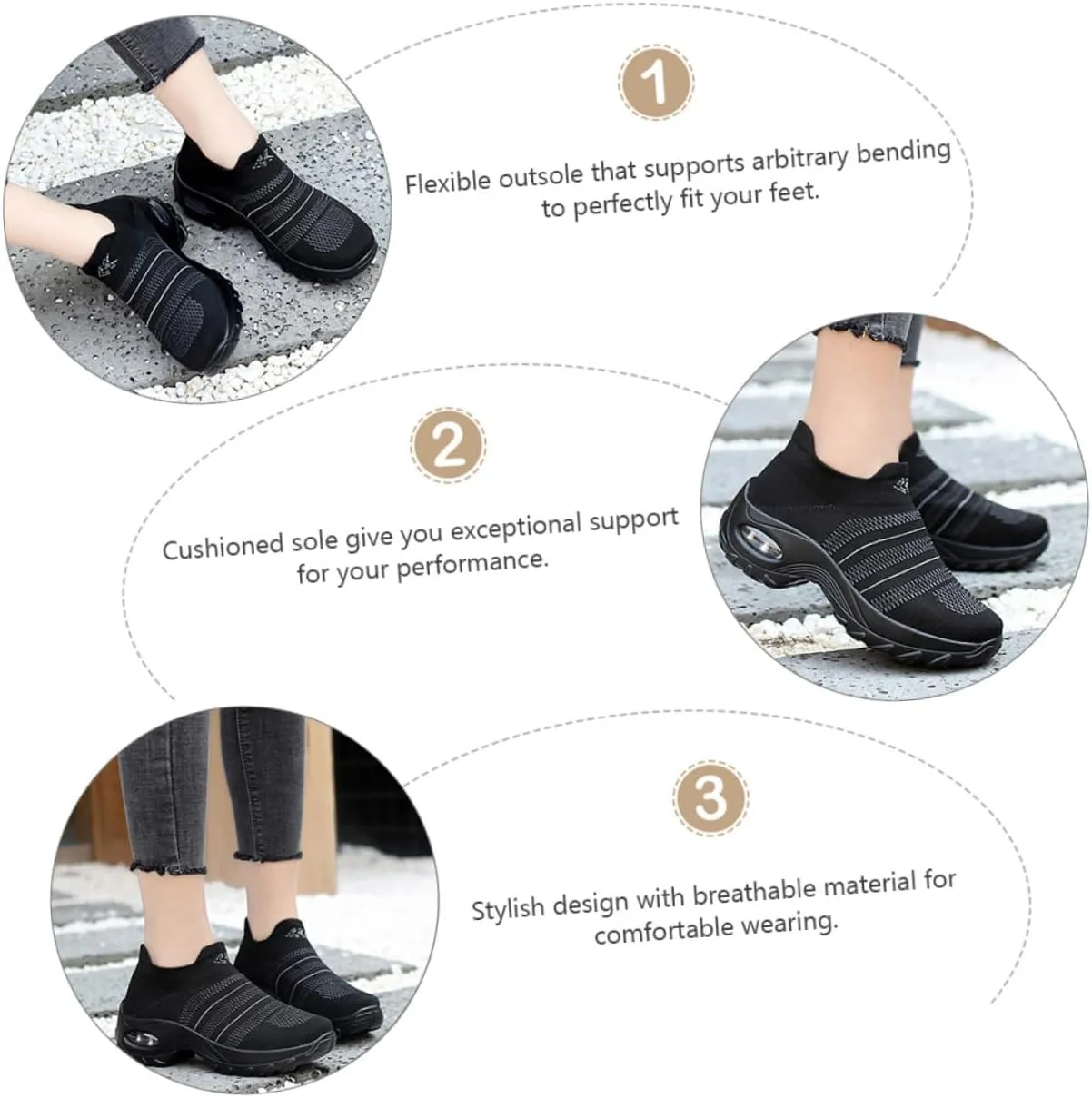 Breathe Mesh Shoes Slip On Comfort Wedge Platform Fashion Sneakers Lightweight Sport Gym Shoes for Running Walking (Size 35: 5. 5US, 3UKï¼Œ 36EU)