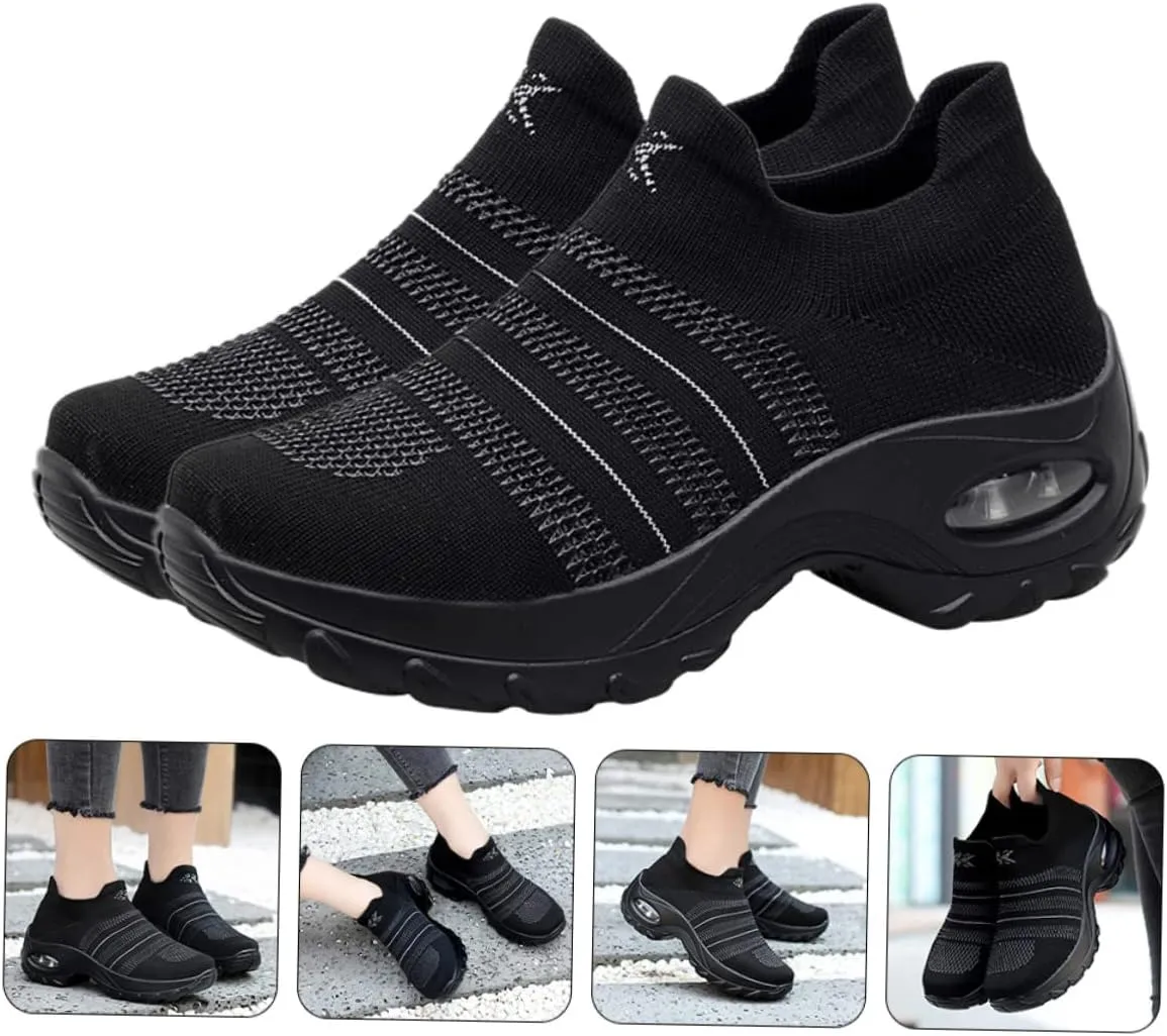 Breathe Mesh Shoes Slip On Comfort Wedge Platform Fashion Sneakers Lightweight Sport Gym Shoes for Running Walking (Size 35: 5. 5US, 3UKï¼Œ 36EU)