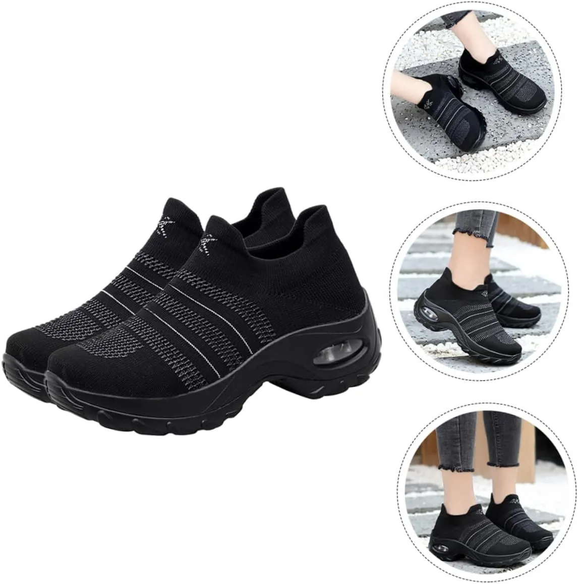 Breathe Mesh Shoes Slip On Comfort Wedge Platform Fashion Sneakers Lightweight Sport Gym Shoes for Running Walking (Size 35: 5. 5US, 3UKï¼Œ 36EU)