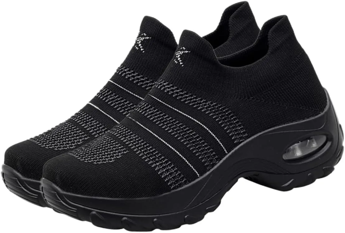Breathe Mesh Shoes Slip On Comfort Wedge Platform Fashion Sneakers Lightweight Sport Gym Shoes for Running Walking (Size 35: 5. 5US, 3UKï¼Œ 36EU)