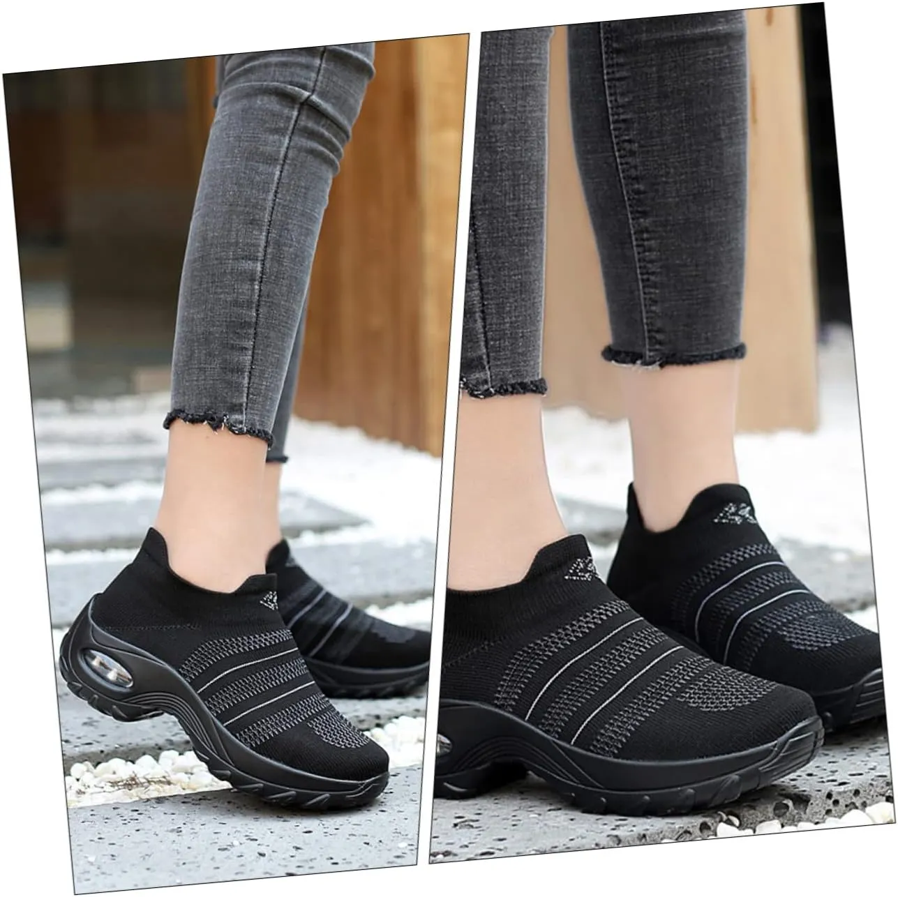 Breathe Mesh Shoes Slip On Comfort Wedge Platform Fashion Sneakers Lightweight Sport Gym Shoes for Running Walking (Size 35: 5. 5US, 3UKï¼Œ 36EU)